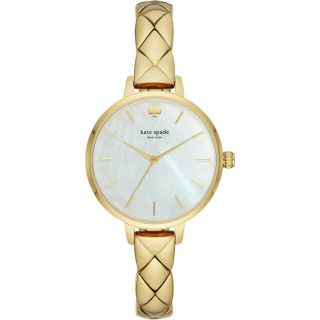 Kate Spade York Metro Mother Of Peral Gold Thin Quilted Womens Watch Ksw1471
