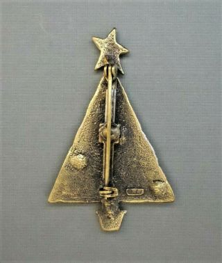 Rare Vintage Signed JJ Rhinestone Christmas Tree Brooch Pin 2