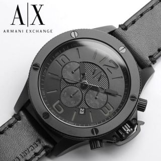 Armani Exchange Ax1508 Street Chronograph Black Dial Black Leather Men Watch