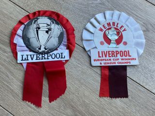 Vintage Liverpool Rosettes - European Cup,  League Champs