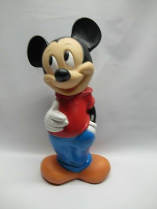 Vintage Mickey Mouse 12 " Hard Plastic Bank By Illco Toys