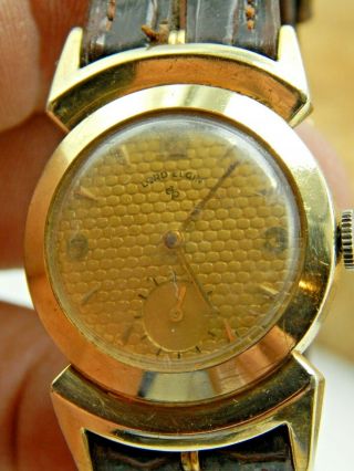 Vintage Lord Elgin Golden Knight 14k Gold Filled 21 Jewel Wrist Watch,  Alligator