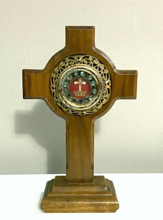Antique Reliquary Relic True Cross of Jesus Christ Cruc.  D.  N.  J.  C. 2