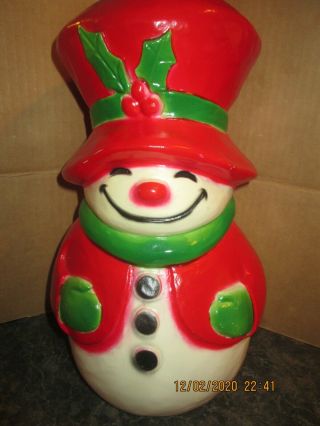 Vintage Union Products Inc Blow Mold Snowman.  01453.  Some Wear.  Mass.