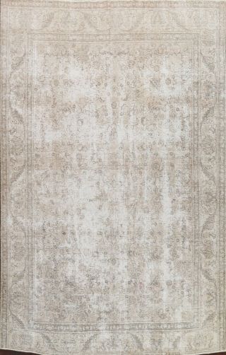 10x12 Antique Muted Traditional Distressed Large Area Rug Oriental Hand - Knotted