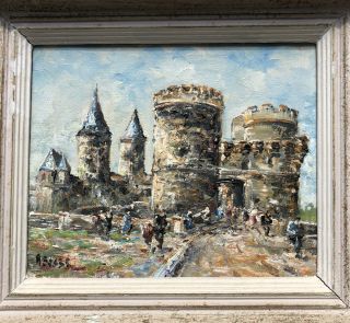 Antique Raymond Besse (1899 - 1969) Impressionist Oil Painting Canvas Castle