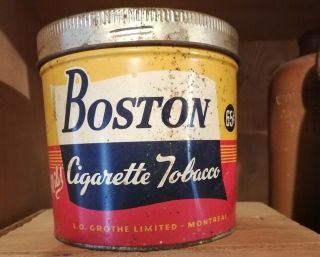Boston Mild Cigarette tobacco tin L.  O.  Grothe Ltd Montreal Canada Cigar can 2