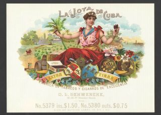 Vintage La Joya De Cuba Inner Cigar Label Salesman Sample