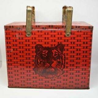Vintage Tiger Bright Sweet Chewing Tobacco Tin Red Lunch Box