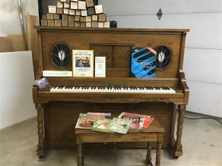 Schafer & Sons Player Upright Piano With Both Antique Rolls & Some Current Rolls