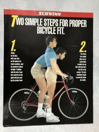 Vtg 1985 Schwinn Bicycle Perfect Fit Poster Bike Dealer Shop 80’s Foot Joy