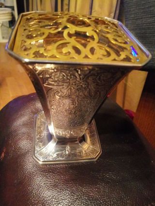 1894 Tiffany & Co Sterling Silver Vase With Brass Flower Frog 3
