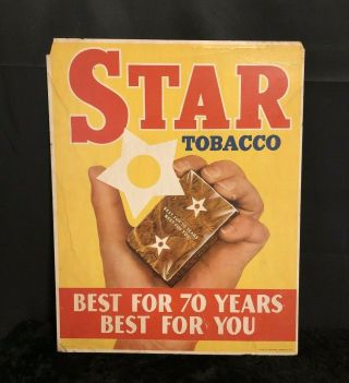 Rare Antique Star Tobacco Litho Poster Sign Advertisement
