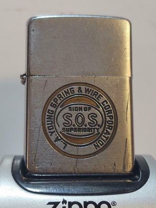 2 - Sided 1956 Zippo Lighter–la Young Spring & Wire Co Of Detroit The “motor City "