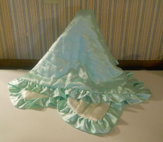 Vintage Baby Quilt Blanket Satin Silk Ruffled Color Soft Flaw