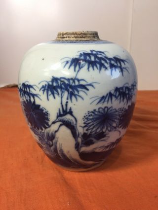Antique Chinese Blue And White Jar 18thc