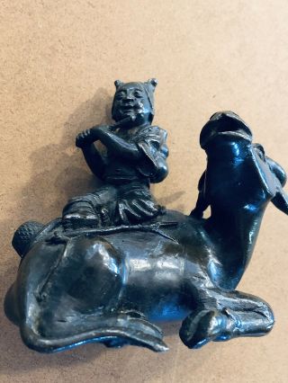 Antique Chinese Ming Dynasty Water Dropper Bronze Recumbent Water Buffalo Music