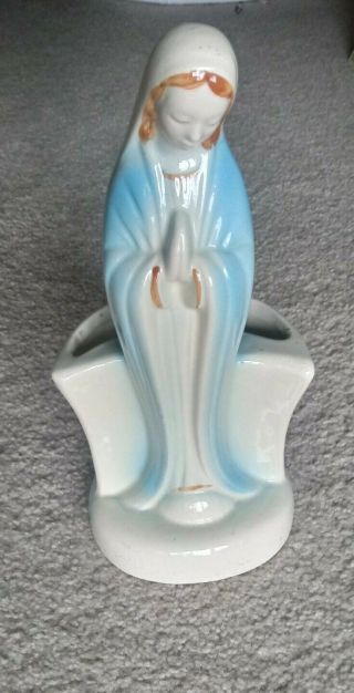 Moving Vintage Art Deco Statue Vase Blessed Mother Virgin Mary Planter