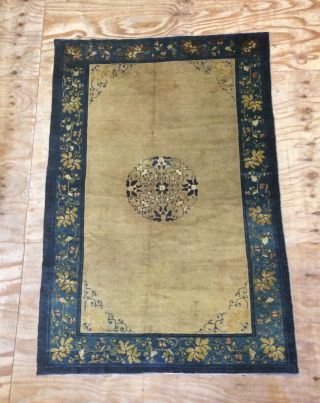 Art Deco Chinese Handwoven Rug With Beige Colour Field