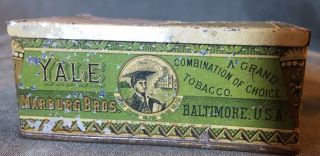 Vintage Advertising Yale Mixture Smoking Tobacco Tin Marburg Bros.  Baltimore Md