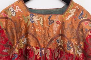 Antique Chinese Qing Dynasty Silk Embroidered textile Women Collar Jacket Robe 4