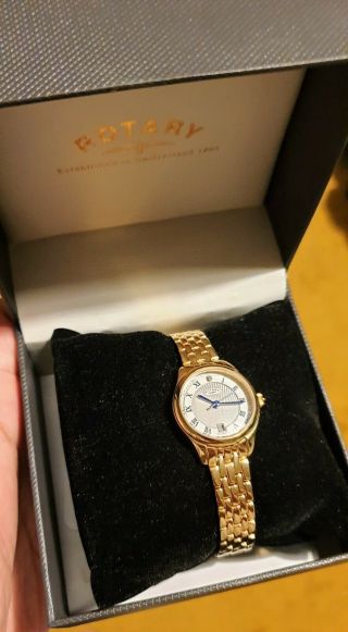 Rotary Gold Ladies Watch White Dial 25mm