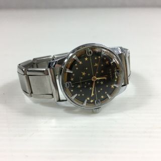 Vintage Envoy Incabloc Stainless Steel Wrist Watch Star Face