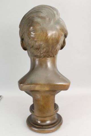 Antique Life - Sized 19thC Grand Tour Bronze Sculpture Bust of Roman Man Statue 5
