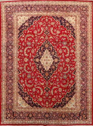 One - of - a - Kind Vintage Floral VIBRANT RED Hand - made Area Rug Oriental Carpet 9x13 2