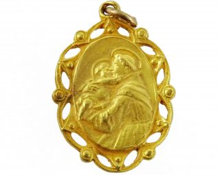 St Anthony Vintage Medal Pendant English Pray For Us Saint Antoine