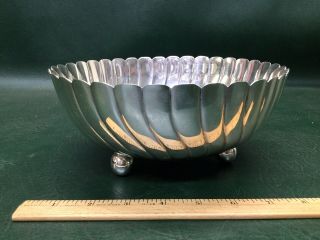 Ribbed Tane Jrc Mexico Sterling Silver Footed Bowl 14.  58 Ozt