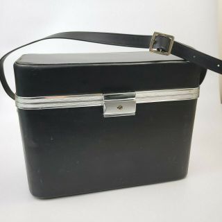 Hinomoto Vintage Black Leather Hard Shell Camera Case Bag