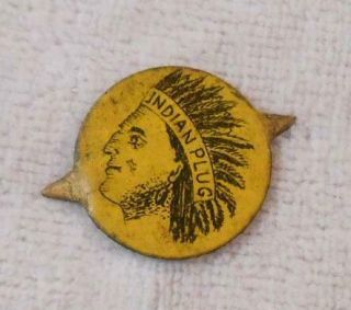 Vintage Tin Tobacco Tag - Indian Plug - Yellow