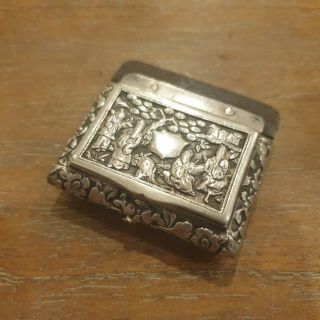 Fine Chinese Export Silver Snuff/match Box,  Leeching,  Canton,  C1850
