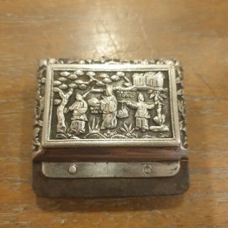 Fine Chinese Export Silver Snuff/Match Box,  Leeching,  Canton,  c1850 6
