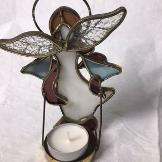 UG Collectibles Hand - Crafted Stained Glass Angel Candle Votive Holder 2