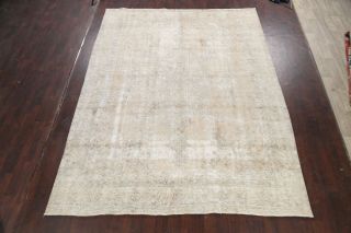 Muted Semi - Antique Traditional Floral Distressed Area Rug Hand - knotted Wool 9x12 2