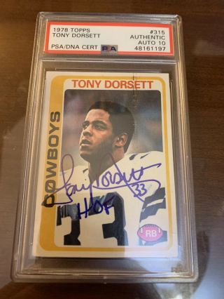 1978 Topps Tony Dorsett Signed Autographed Rookie Psa/dna Auto 10 Hof Cowboys