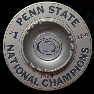 Vintage 1986 Penn State Ncaa National Champions Pewter Ashtray Very Rare Ex Cond