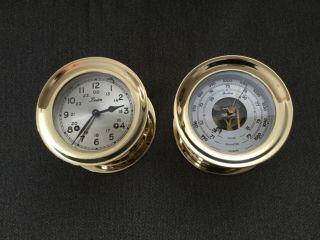 Chelsea Clock Company 4 1/2” Ships Bell Clock & Barometer Set Boston Model