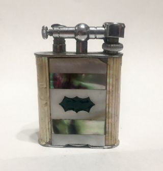 Vintage Continental Lift Arm Lighter,  Abalone,  Art Deco,  Made In Occupied Japan