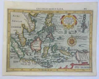 East Indies 1613 Mercator Hondius Atlas Minor Unusual Antique Map