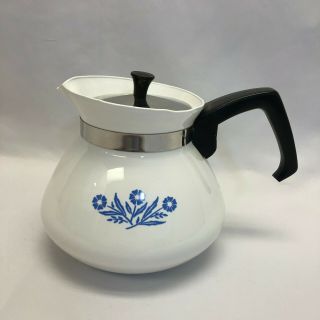 Corning Ware Blue Cornflower Vintage Coffee Tea Pot With Lid 6 Cup