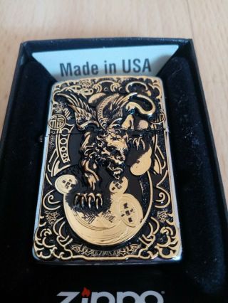 Vintage Golden Devil Zippo Dated X Comes With None Matching Unfired Insert Xiii