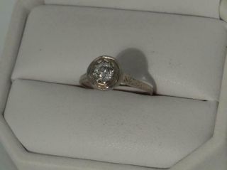 Antique Art Deco 0.  52ct Old European Cut Diamond Platinum Engagement Ring Size 6 6