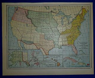 Vintage 1903 Atlas Map Territorial Growth Of The United States Old Authentic