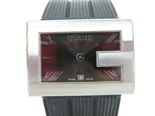 Authentic Gucci Wrist Watch Stainless Steel Rubber Quartz Men Switzerland R10305