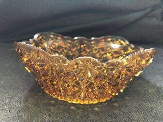 Vintage Daisy & Button Amber Glass Bowl Eapg Neat Shape 1