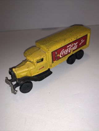 Cast Iron Coca - Cola Coke Red & Yellow Cast Iron Truck Vintage