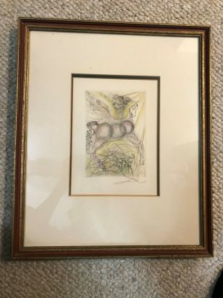 Vintage Salvador Dali Etching / Lithograph Framed Art Authentic Signed 6
